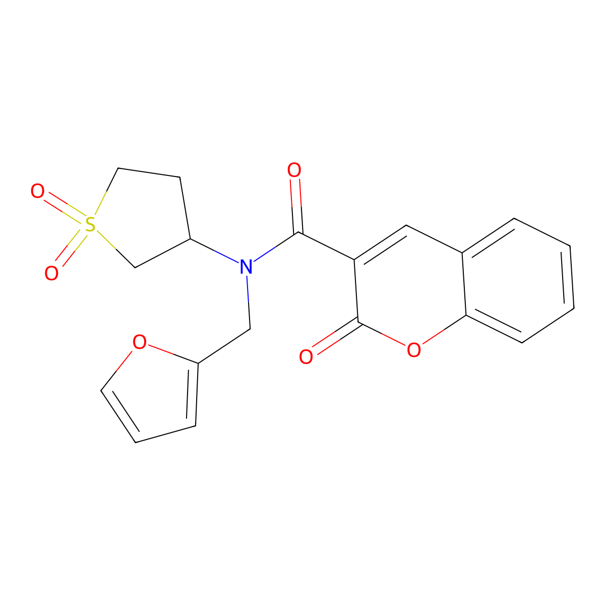N-(1,1-dioxidotetrahydrothiophen-3-yl)-N-(furan-2-ylmethyl)-2-oxo-2H-chromene-3-carboxamide molecular structure, CAS 838883-32-2