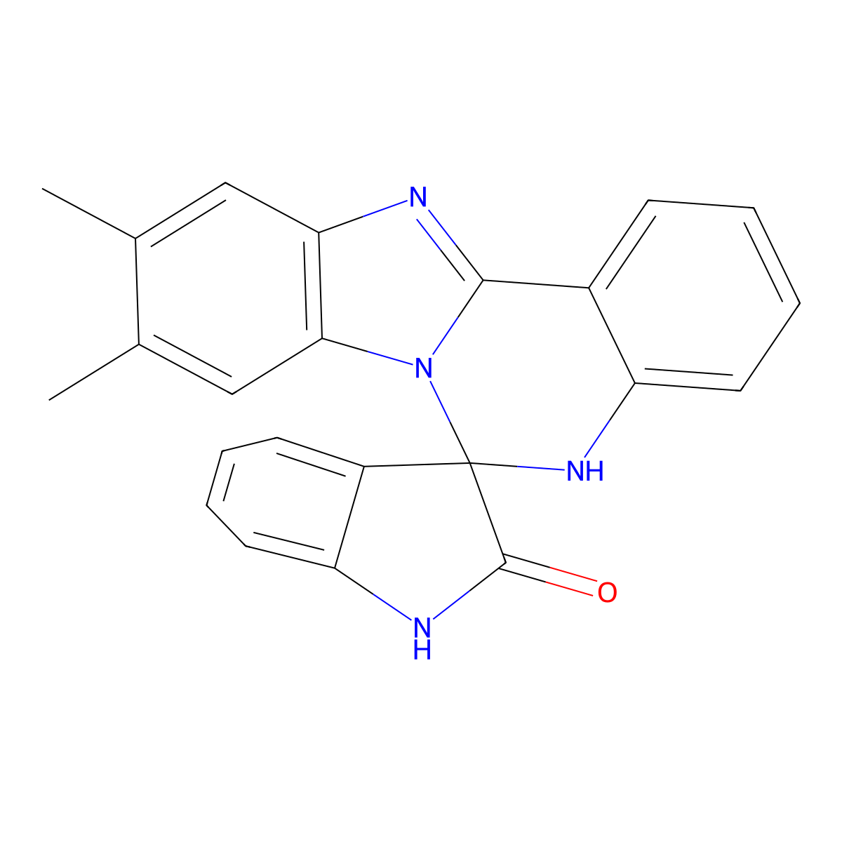 9,10-dimethyl-5H-spiro[benzimidazo[1,2-c]quinazoline-6,3'-indol]-2'(1'H)-one molecular structure, CAS 838883-39-9