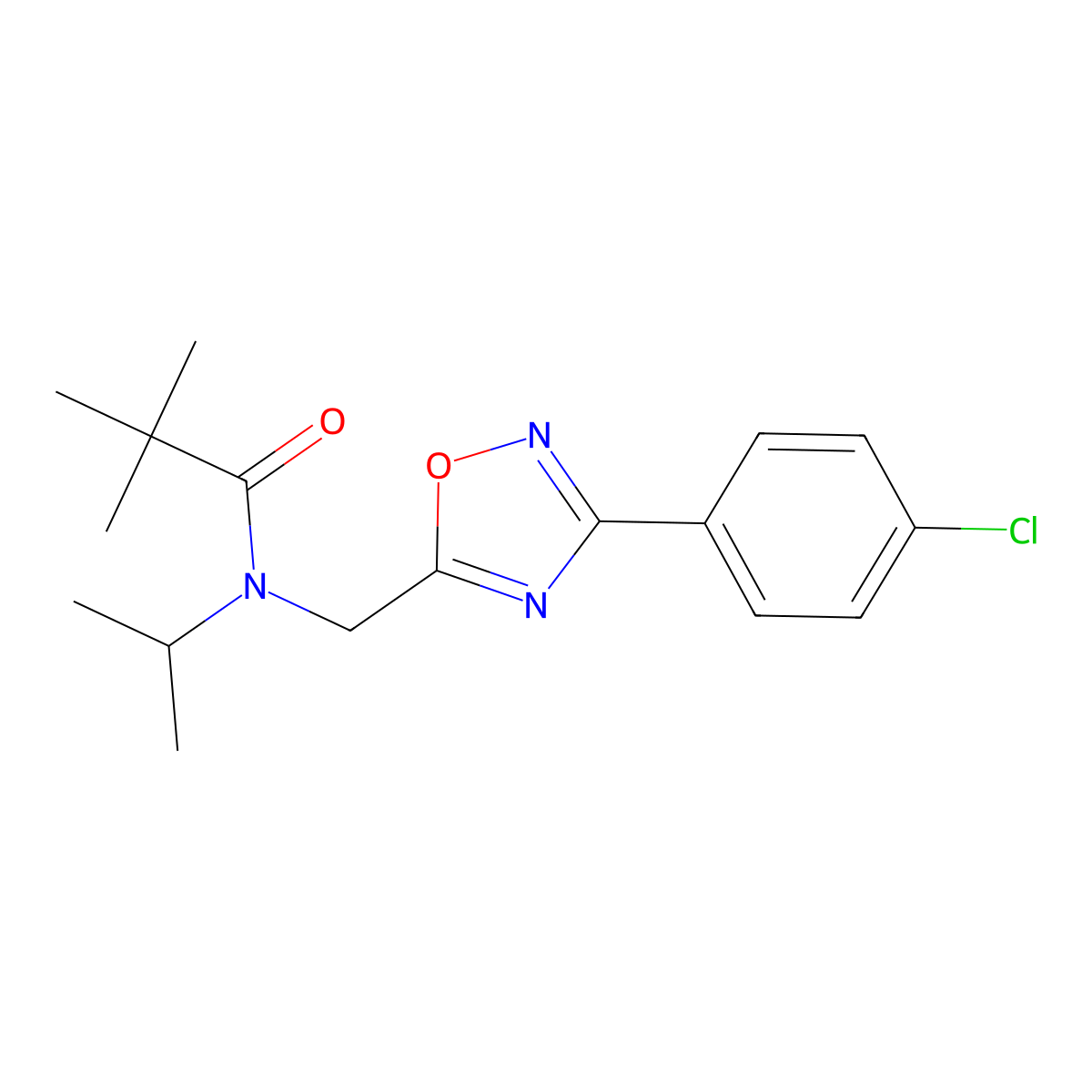 N-[[3-(4-chlorophenyl)-1,2,4-oxadiazol-5-yl]methyl]-2,2-dimethyl-N-propan-2-ylpropanamide molecular structure, CAS 838883-40-2