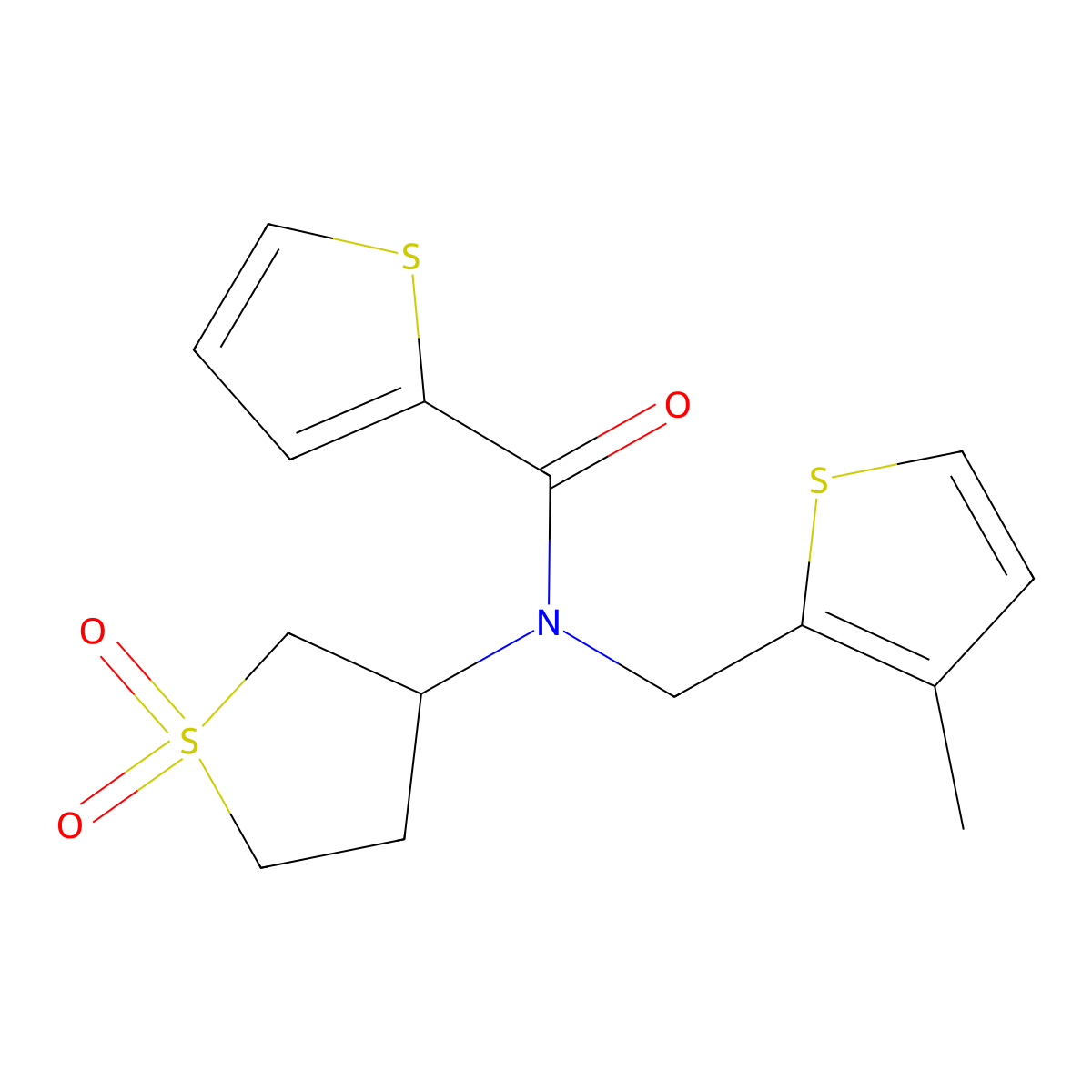 N-(1,1-dioxothiolan-3-yl)-N-[(3-methylthiophen-2-yl)methyl]thiophene-2-carboxamide molecular structure, CAS 838883-48-0