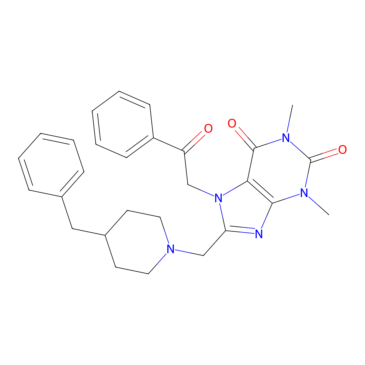 8-[(4-Benzylpiperidin-1-yl)methyl]-1,3-dimethyl-7-phenacylpurine-2,6-dione molecular structure, CAS 838883-52-6