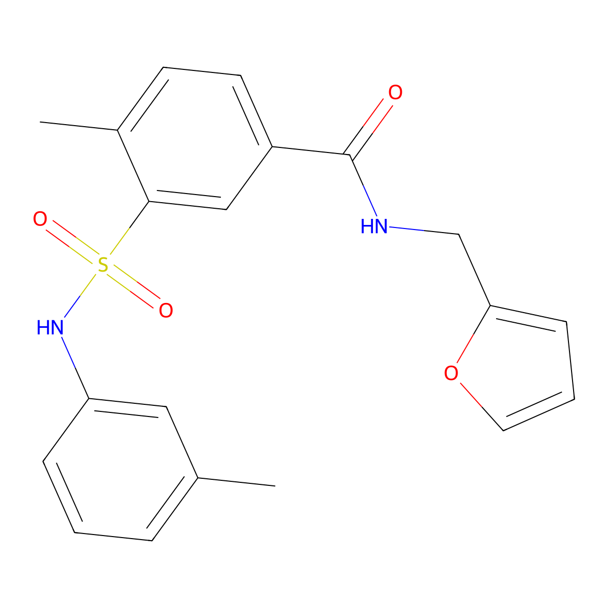 N-(furan-2-ylmethyl)-4-methyl-3-[(3-methylphenyl)sulfamoyl]benzamide molecular structure, CAS 838883-60-6