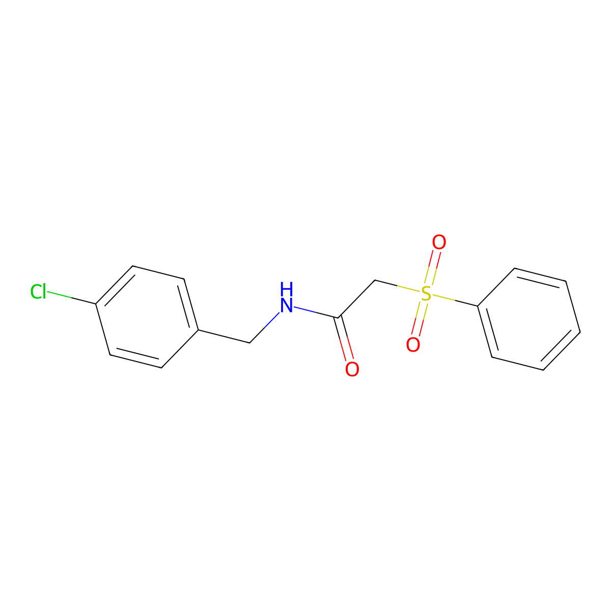 2-(benzenesulfonyl)-N-[(4-chlorophenyl)methyl]acetamide molecular structure, CAS 838883-62-8