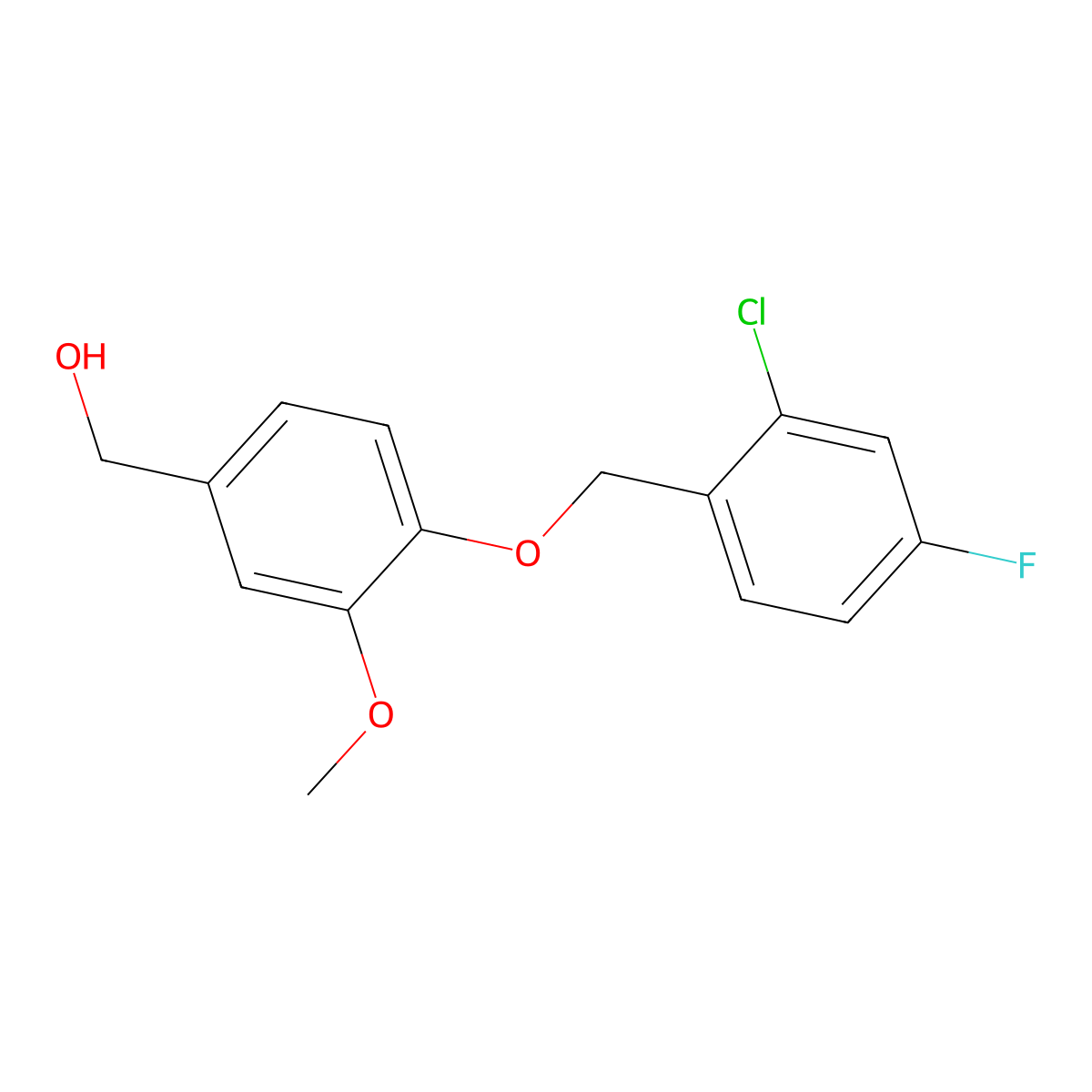 {4-[(2-Chloro-4-fluorobenzyl)oxy]-3-methoxyphenyl}methanol molecular structure, CAS 838883-87-7