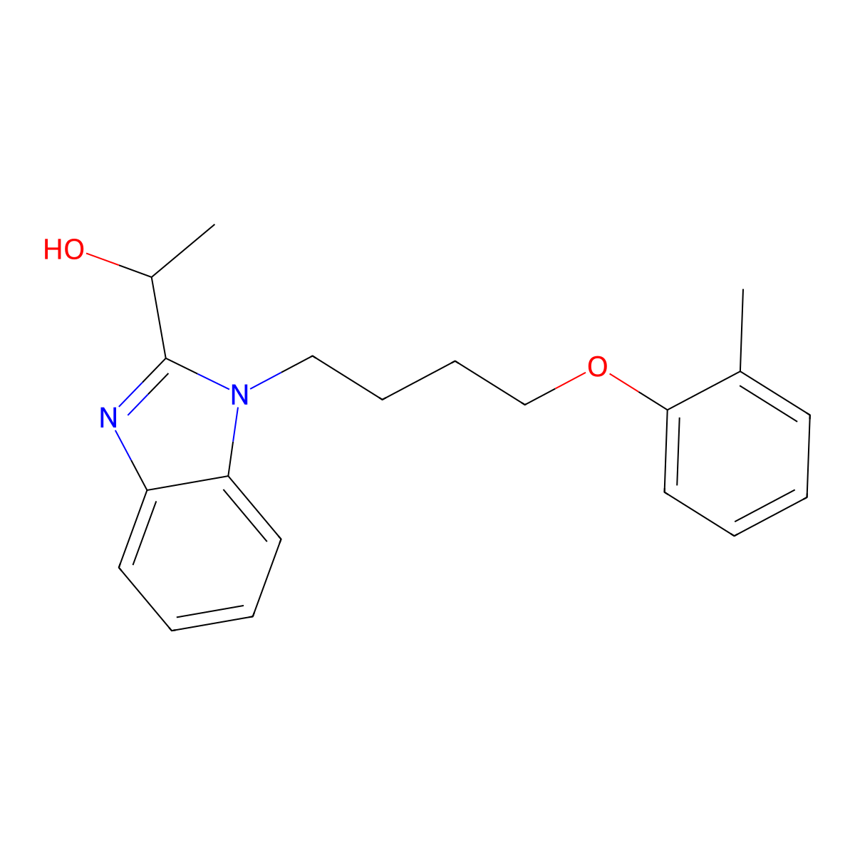 1-[1-[4-(2-Methylphenoxy)butyl]benzimidazol-2-yl]ethanol molecular structure, CAS 838884-06-3