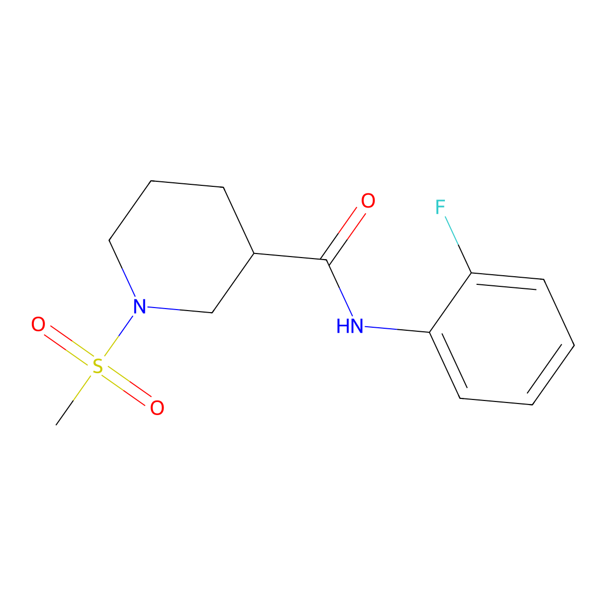 N-(2-fluorophenyl)-1-methylsulfonylpiperidine-3-carboxamide molecular structure, CAS 838884-25-6