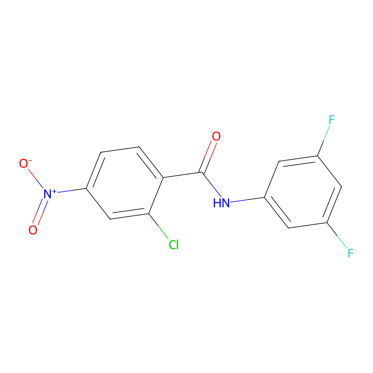 2-chloro-N-(3,5-difluorophenyl)-4-nitrobenzamide molecular structure, CAS 838884-32-5