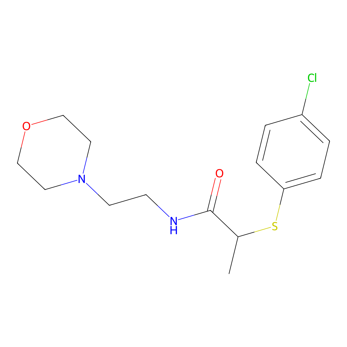 2-(4-chlorophenyl)sulfanyl-N-(2-morpholin-4-ylethyl)propanamide molecular structure, CAS 838884-35-8