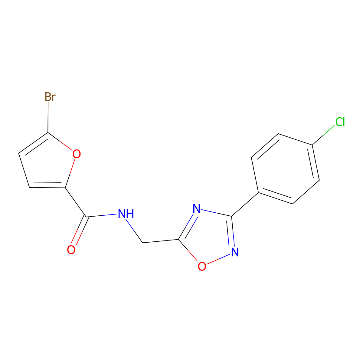 5-bromo-N-[[3-(4-chlorophenyl)-1,2,4-oxadiazol-5-yl]methyl]furan-2-carboxamide molecular structure, CAS 838884-36-9