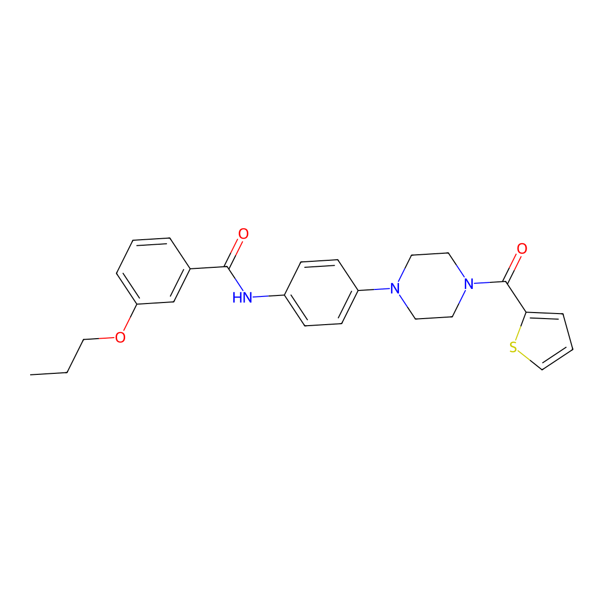 3-propoxy-N-[4-[4-(thiophene-2-carbonyl)piperazin-1-yl]phenyl]benzamide molecular structure, CAS 838884-38-1