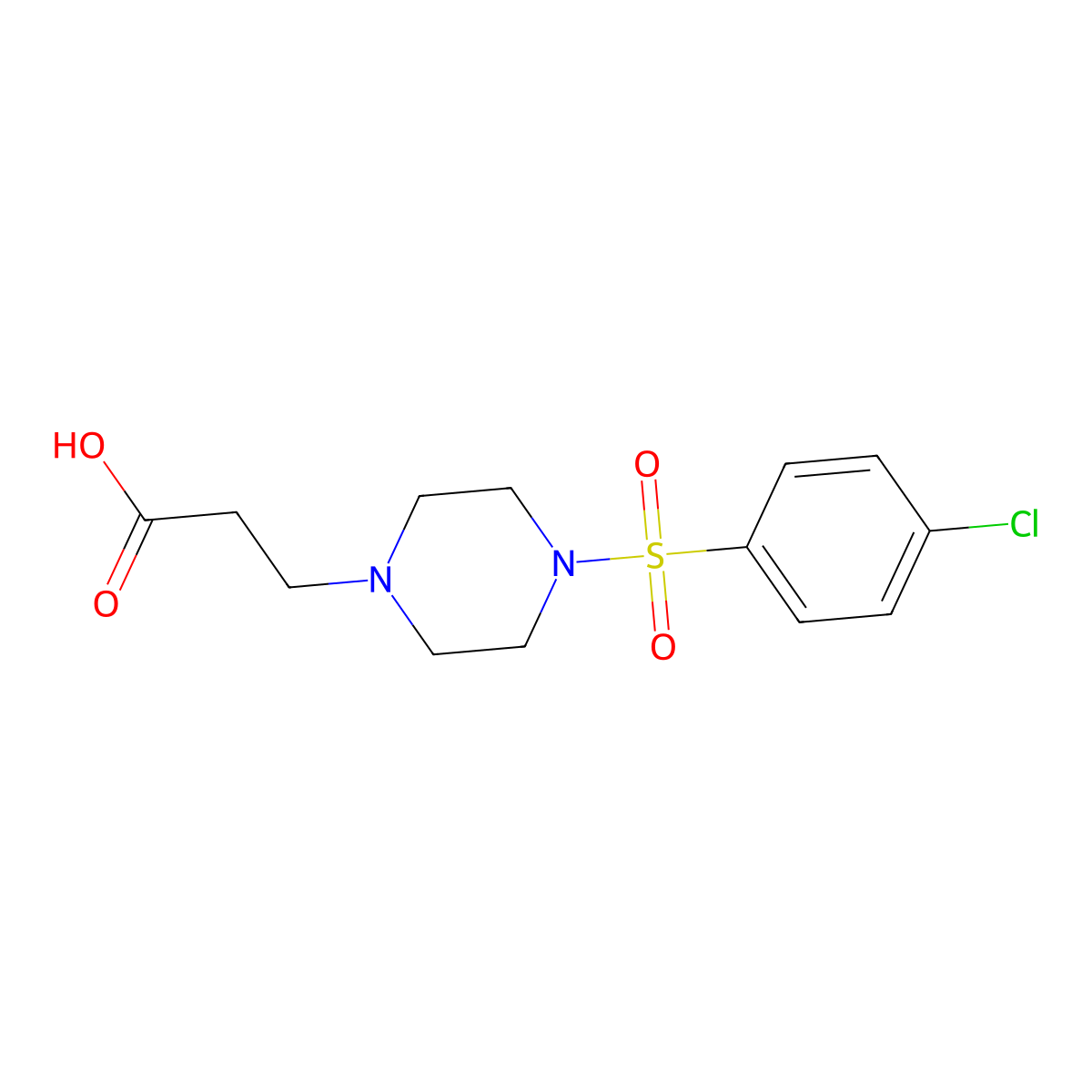 3-{4-[(4-Chlorophenyl)sulfonyl]piperazinyl}propanoic acid molecular structure, CAS 838884-40-5