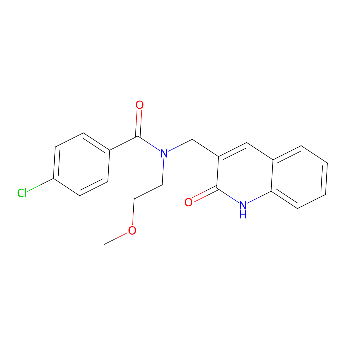 4-chloro-N-(2-methoxyethyl)-N-[(2-oxo-1H-quinolin-3-yl)methyl]benzamide molecular structure, CAS 838884-50-7