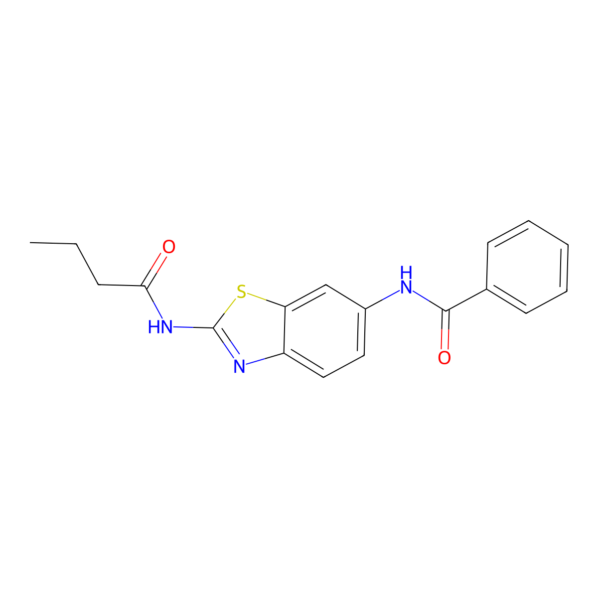 N-[2-(butanoylamino)-1,3-benzothiazol-6-yl]benzamide molecular structure, CAS 838884-57-4