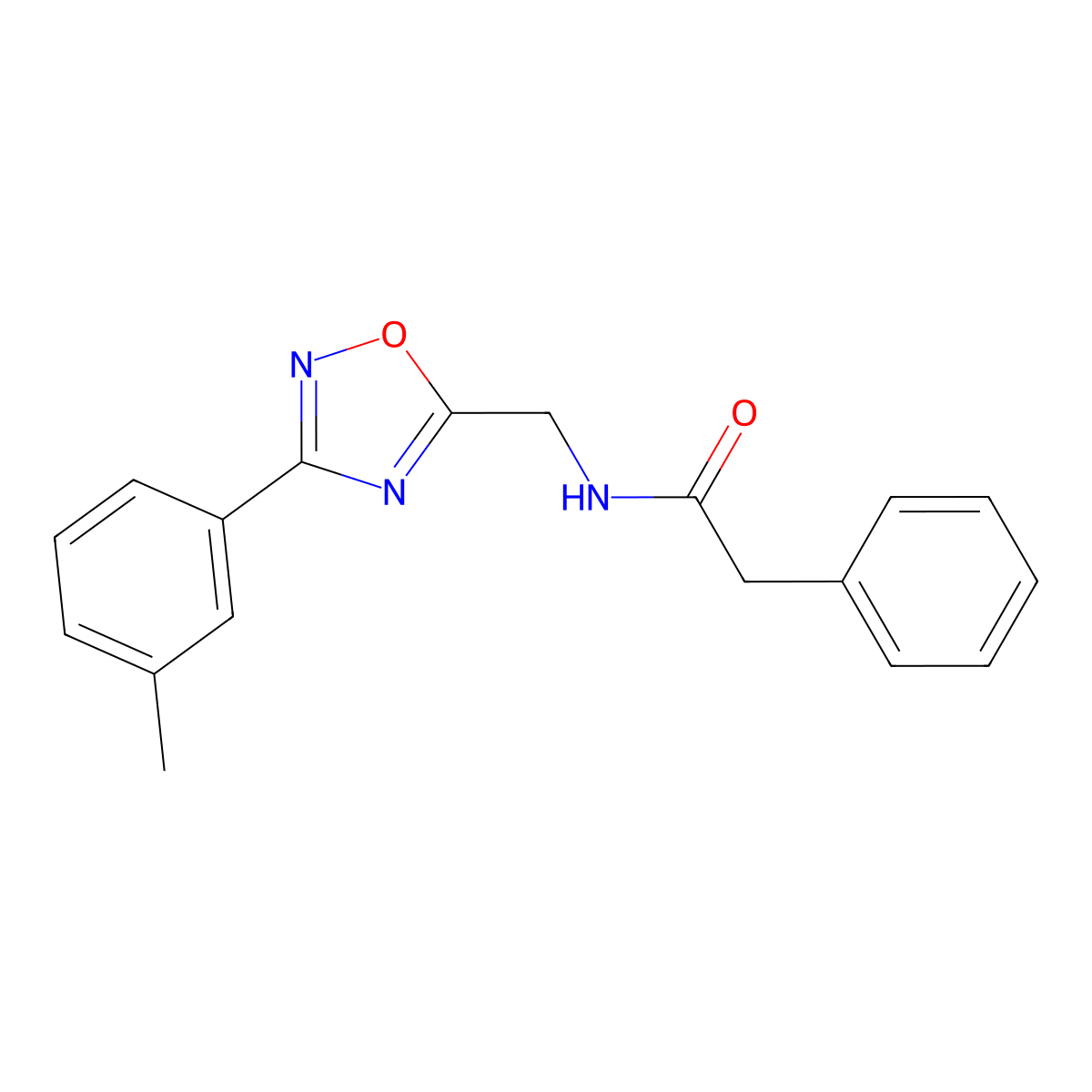 N-[[3-(3-methylphenyl)-1,2,4-oxadiazol-5-yl]methyl]-2-phenylacetamide molecular structure, CAS 838884-65-4