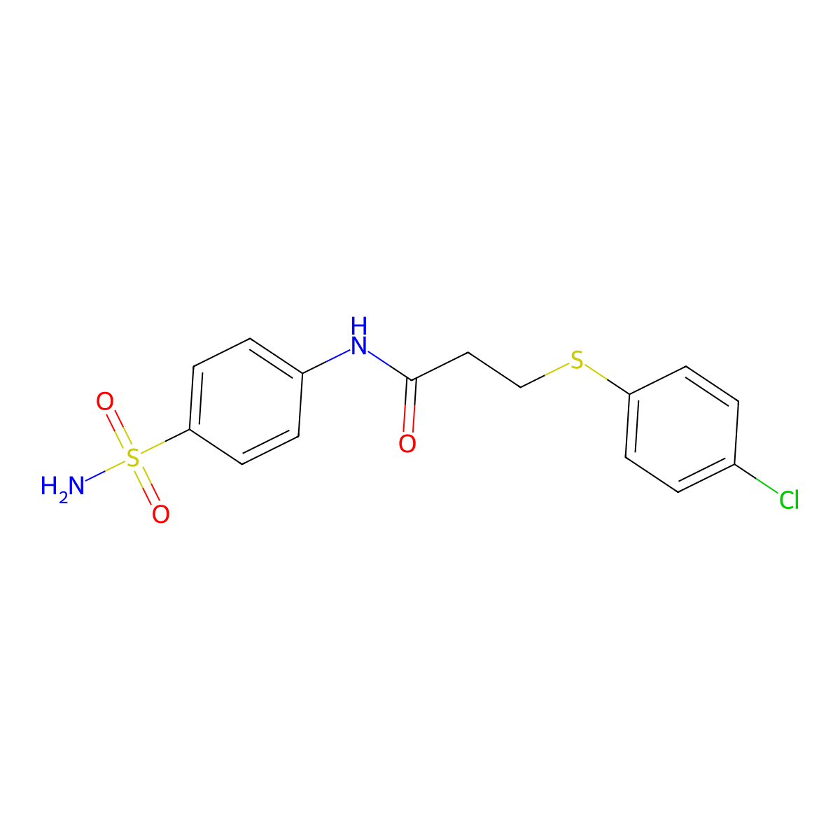 3-(4-chlorophenyl)sulfanyl-N-(4-sulfamoylphenyl)propanamide molecular structure, CAS 838884-80-3