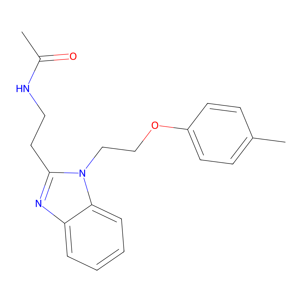 N-[2-[1-[2-(4-methylphenoxy)ethyl]benzimidazol-2-yl]ethyl]acetamide molecular structure, CAS 838884-87-0