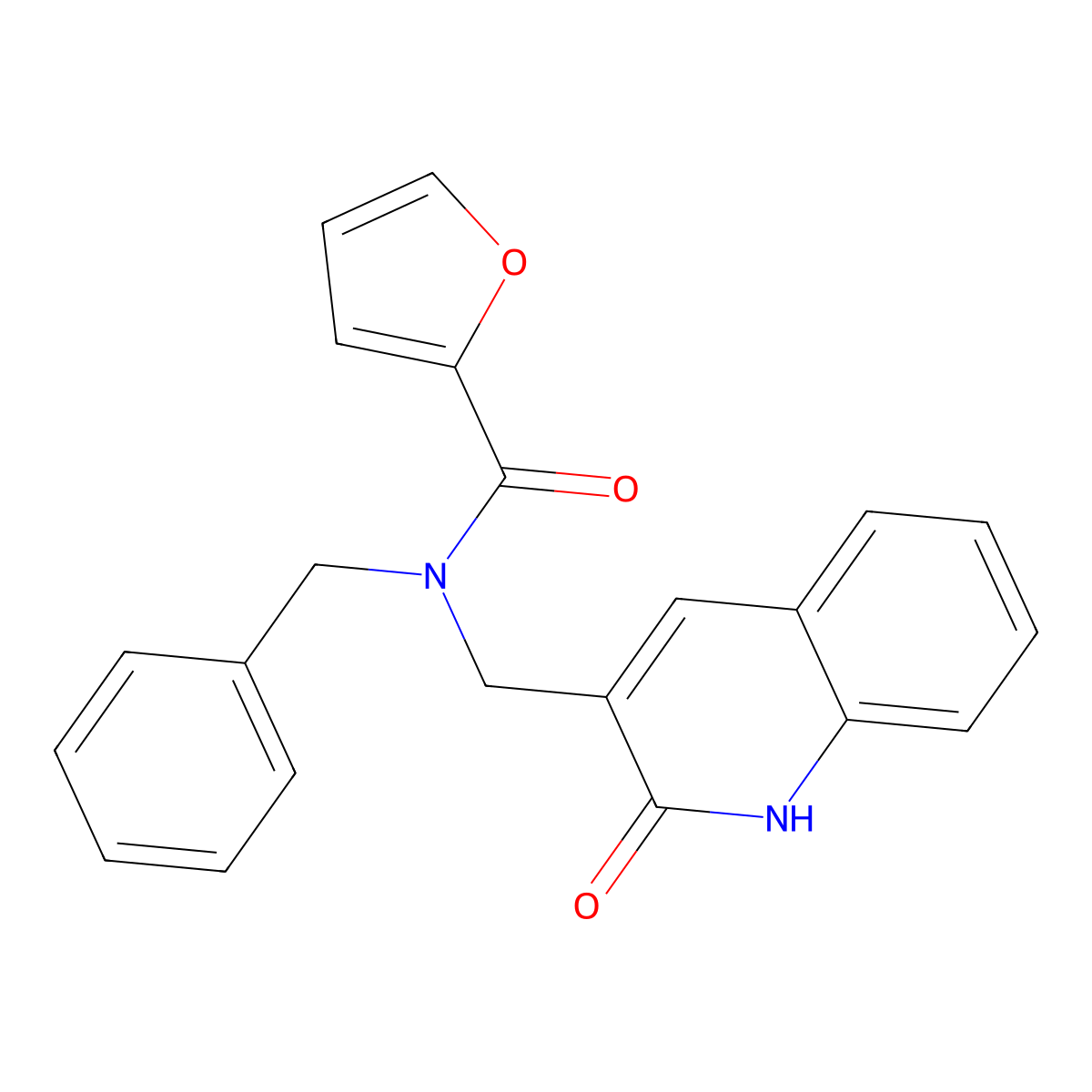N-benzyl-N-[(2-oxo-1H-quinolin-3-yl)methyl]furan-2-carboxamide molecular structure, CAS 838884-88-1