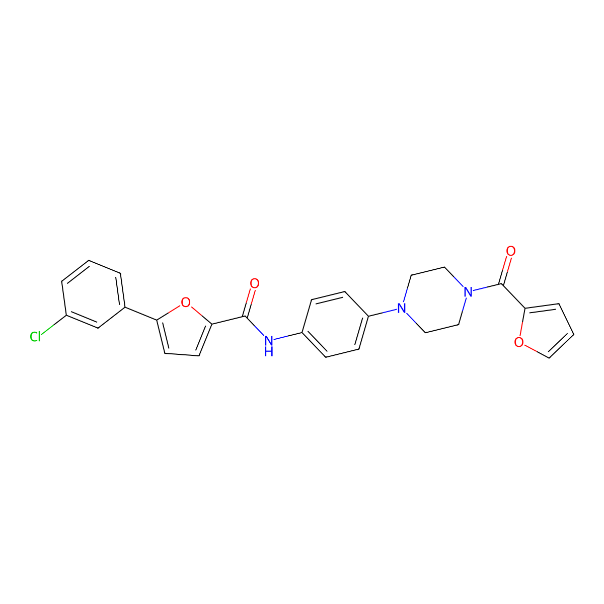 5-(3-chlorophenyl)-N-[4-[4-(furan-2-carbonyl)piperazin-1-yl]phenyl]furan-2-carboxamide molecular structure, CAS 838884-90-5