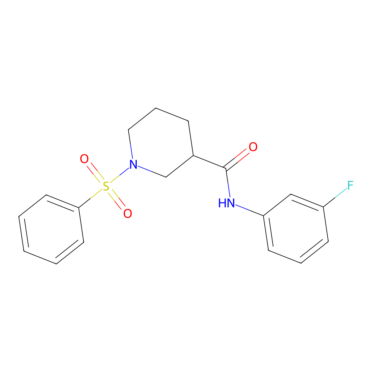 N-(3-fluorophenyl)-1-(phenylsulfonyl)piperidine-3-carboxamide molecular structure, CAS 838884-92-7