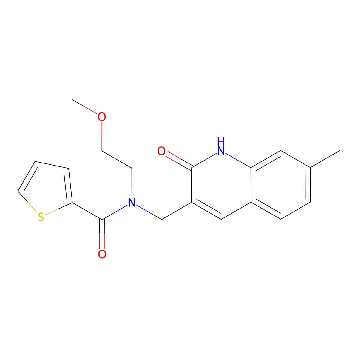 N-((2-hydroxy-7-methylquinolin-3-yl)methyl)-N-(2-methoxyethyl)thiophene-2-carboxamide molecular structure, CAS 838884-97-2