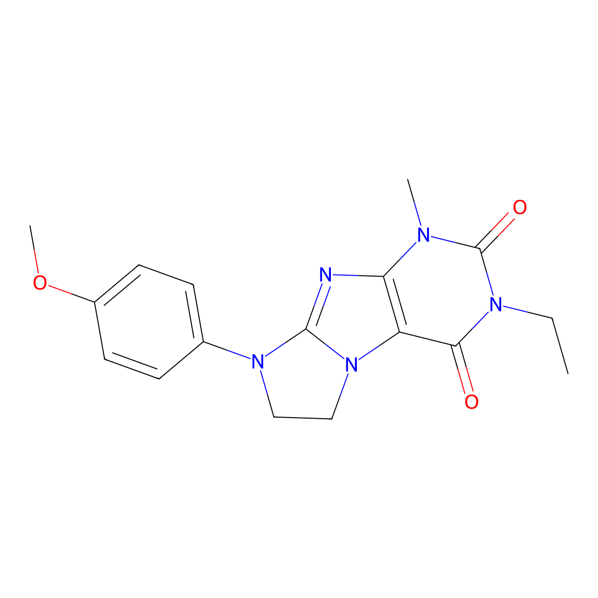 2-Ethyl-6-(4-methoxyphenyl)-4-methyl-7,8-dihydropurino[7,8-a]imidazole-1,3-dione molecular structure, CAS 838885-17-9