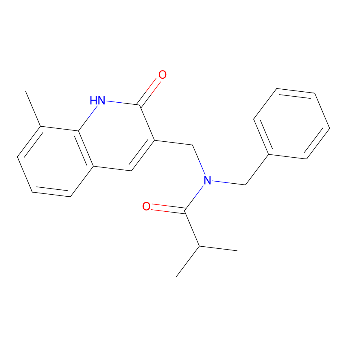 N-benzyl-2-methyl-N-[(8-methyl-2-oxo-1H-quinolin-3-yl)methyl]propanamide molecular structure, CAS 838885-19-1