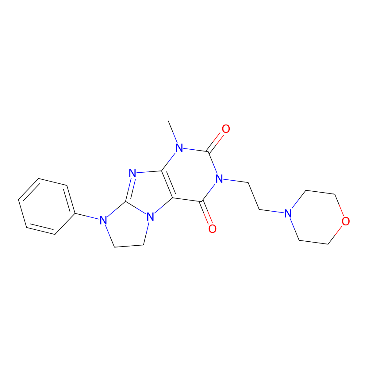 4-Methyl-2-(2-morpholin-4-ylethyl)-6-phenyl-7,8-dihydropurino[7,8-a]imidazole-1,3-dione molecular structure, CAS 838885-24-8