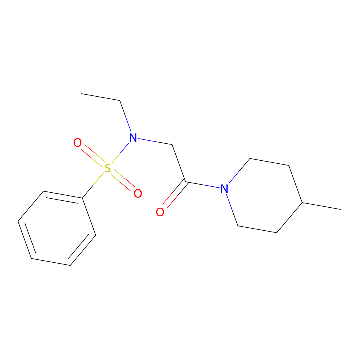 N-ethyl-N-[2-(4-methylpiperidin-1-yl)-2-oxoethyl]benzenesulfonamide molecular structure, CAS 838885-49-7