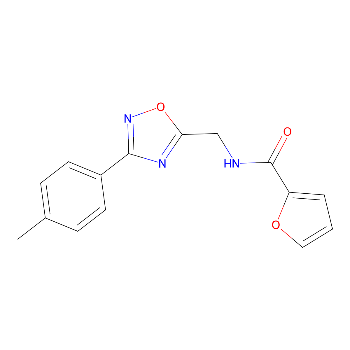 N-[[3-(4-methylphenyl)-1,2,4-oxadiazol-5-yl]methyl]furan-2-carboxamide molecular structure, CAS 838885-87-3