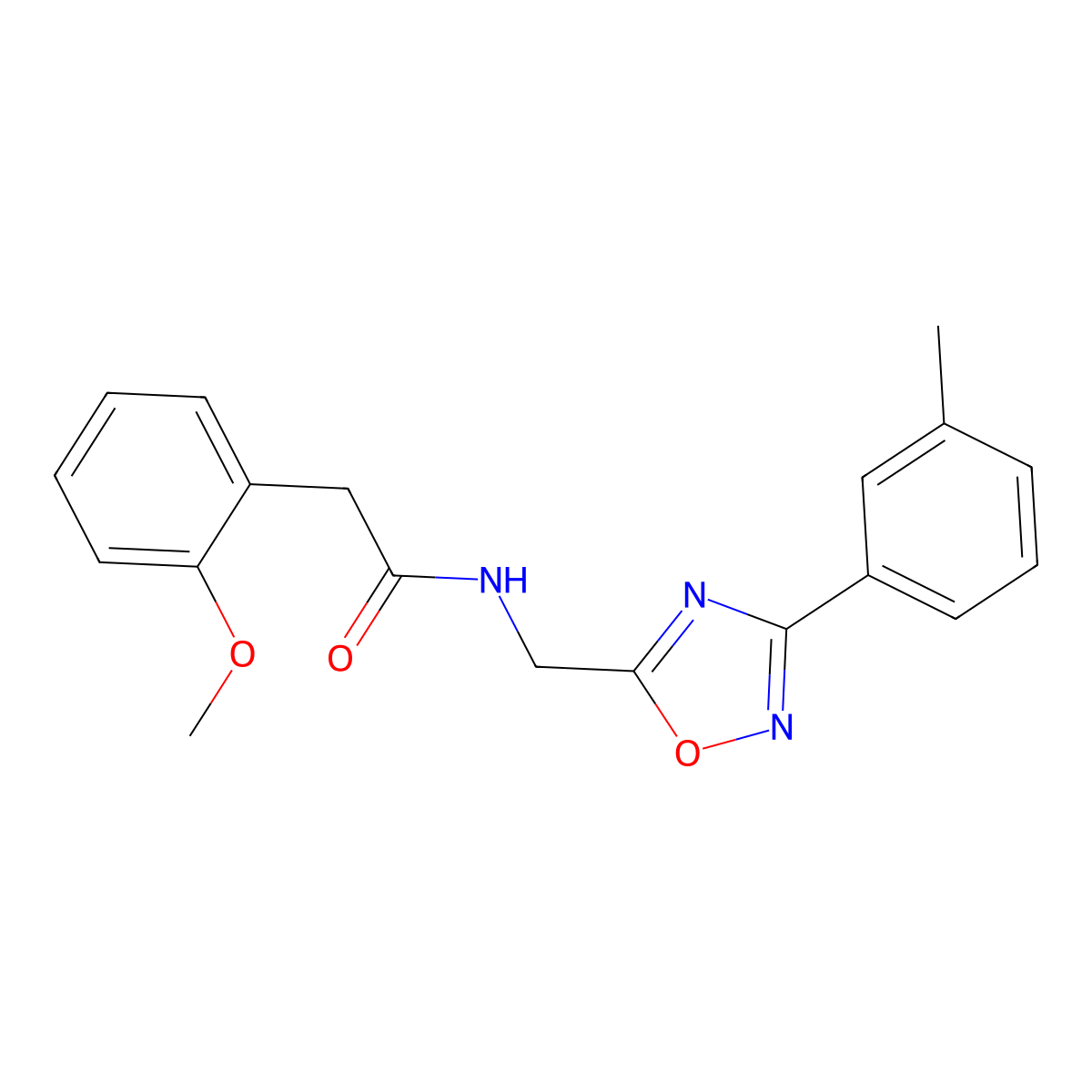 2-(2-methoxyphenyl)-N-[[3-(3-methylphenyl)-1,2,4-oxadiazol-5-yl]methyl]acetamide molecular structure, CAS 838885-88-4