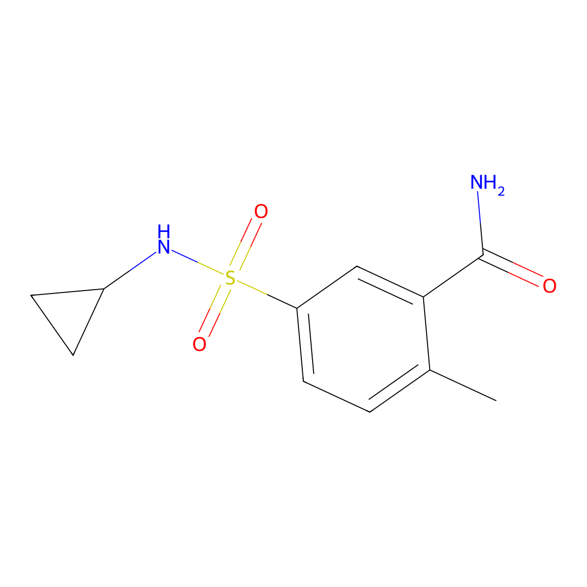 5-(Cyclopropylsulfamoyl)-2-methylbenzamide molecular structure, CAS 838885-95-3