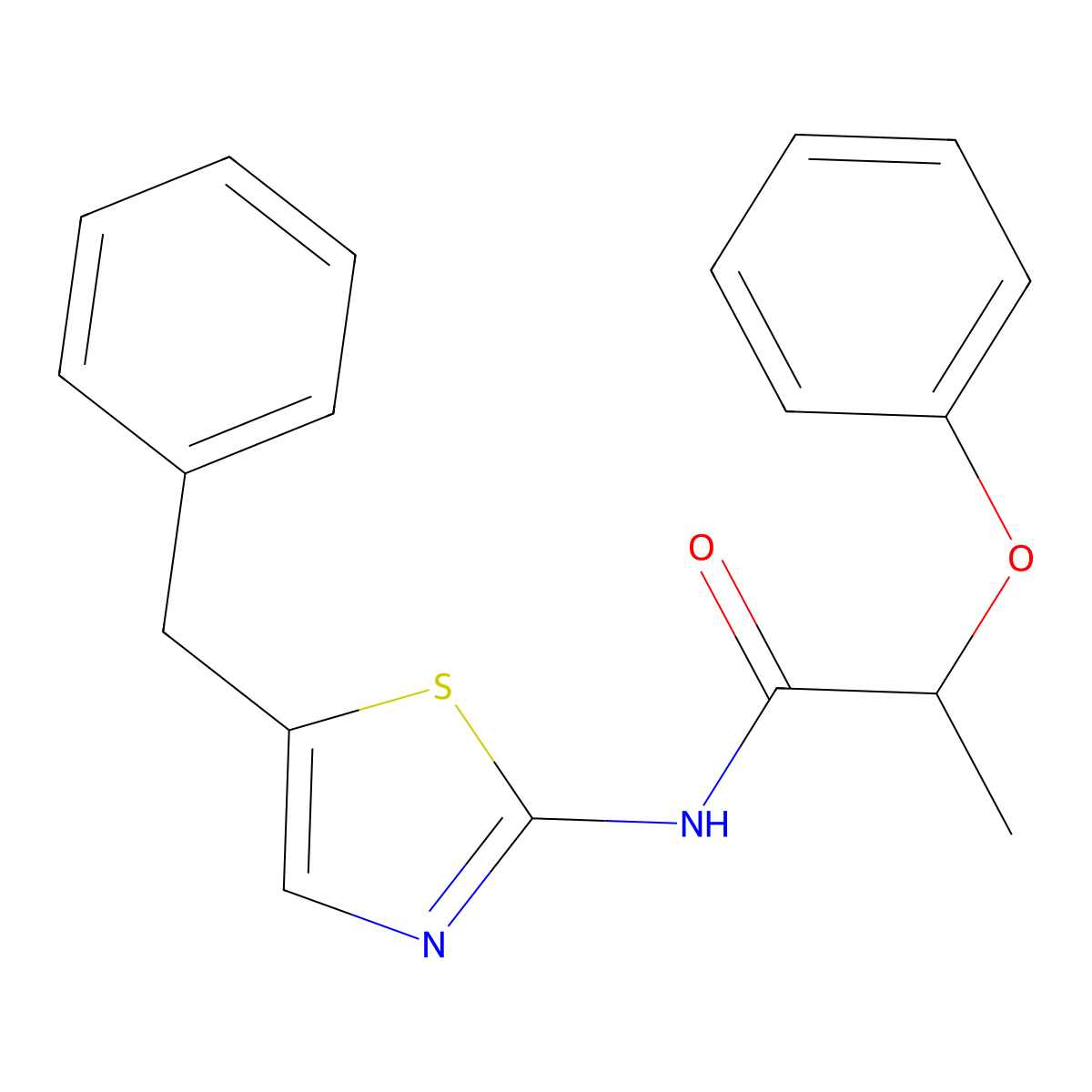 N-(5-benzyl-1,3-thiazol-2-yl)-2-phenoxypropanamide molecular structure, CAS 838886-17-2