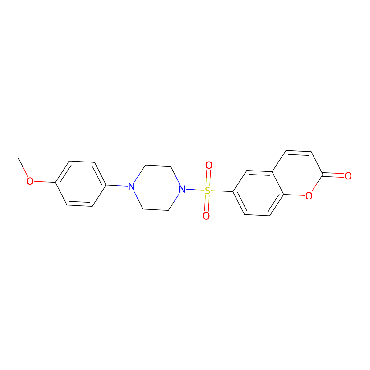 6-[4-(4-Methoxy-phenyl)-piperazine-1-sulfonyl]-chromen-2-one molecular structure, CAS 838886-20-7