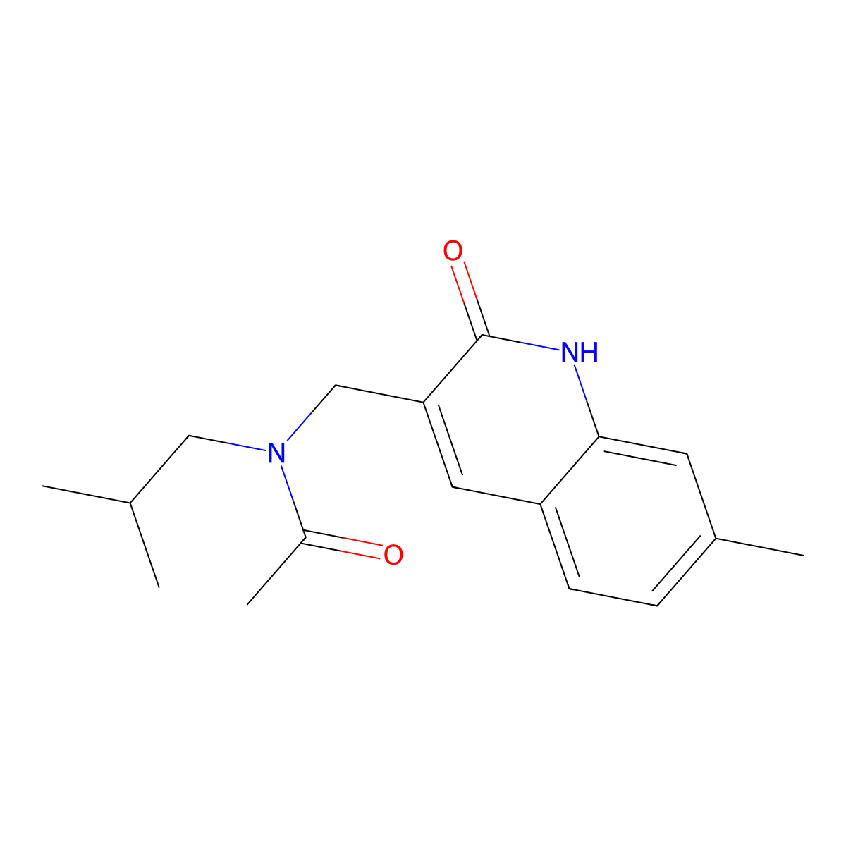 N-[(7-methyl-2-oxo-1H-quinolin-3-yl)methyl]-N-(2-methylpropyl)acetamide molecular structure, CAS 838886-25-2