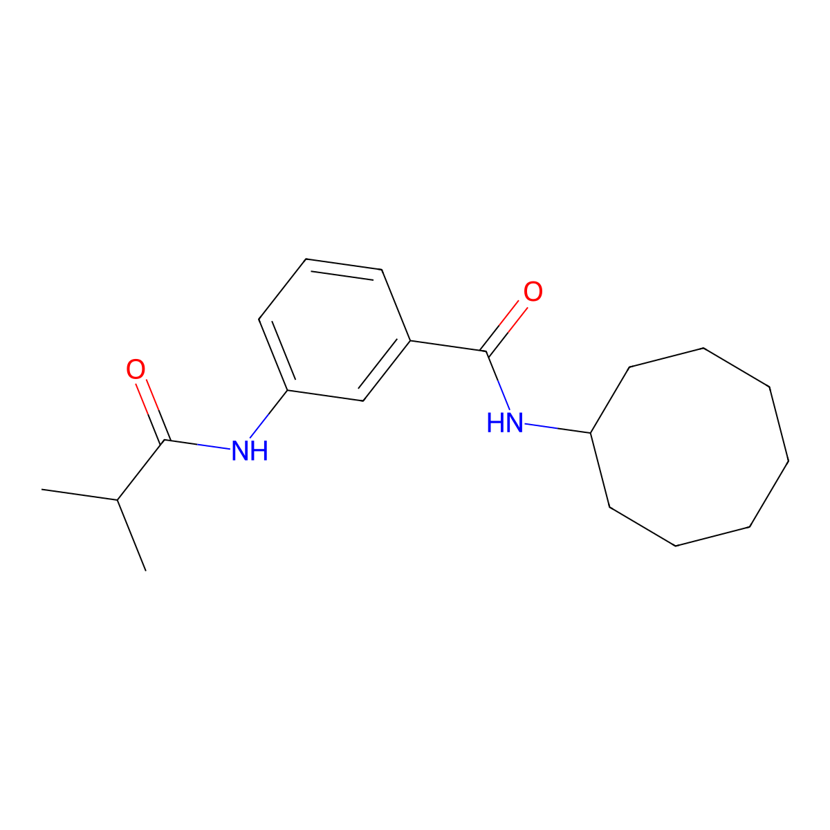 N-cyclooctyl-3-(2-methylpropanoylamino)benzamide molecular structure, CAS 838886-26-3