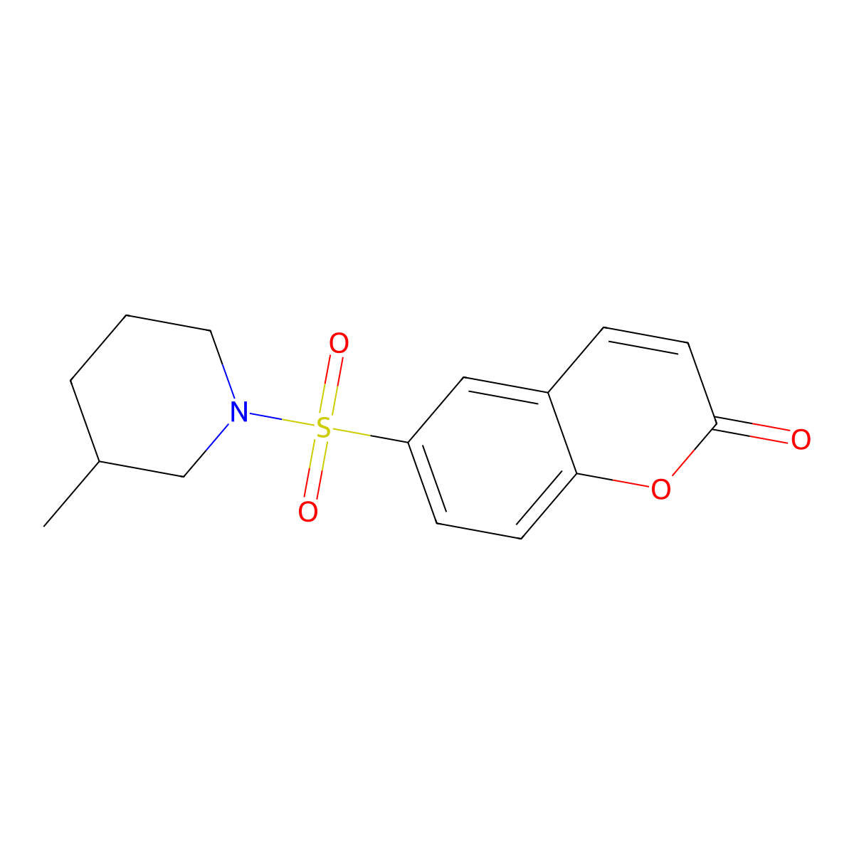 6-[(3-methylpiperidin-1-yl)sulfonyl]-2H-chromen-2-one molecular structure, CAS 838886-27-4