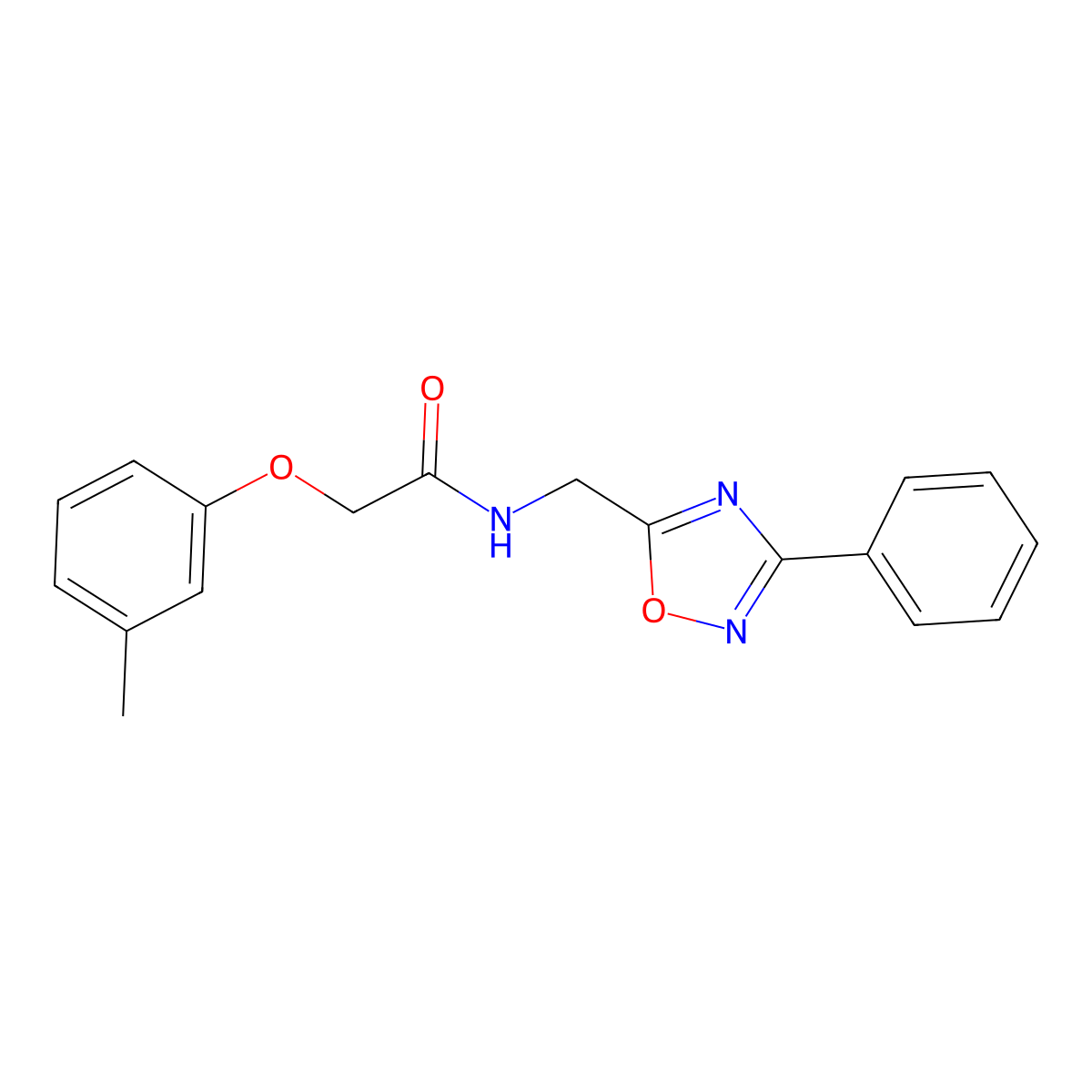 2-(3-methylphenoxy)-N-[(3-phenyl-1,2,4-oxadiazol-5-yl)methyl]acetamide molecular structure, CAS 838886-34-3