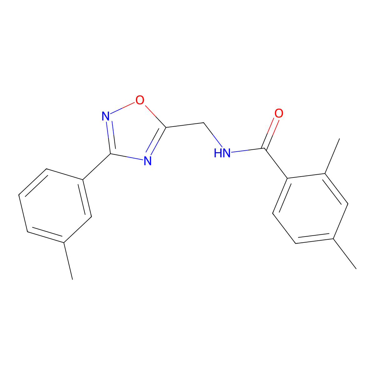 2,4-dimethyl-N-[[3-(3-methylphenyl)-1,2,4-oxadiazol-5-yl]methyl]benzamide molecular structure, CAS 838886-37-6