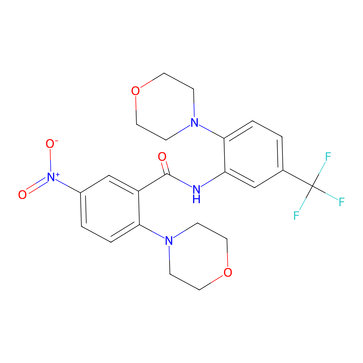 2-morpholin-4-yl-N-[2-morpholin-4-yl-5-(trifluoromethyl)phenyl]-5-nitrobenzamide molecular structure, CAS 838886-43-4
