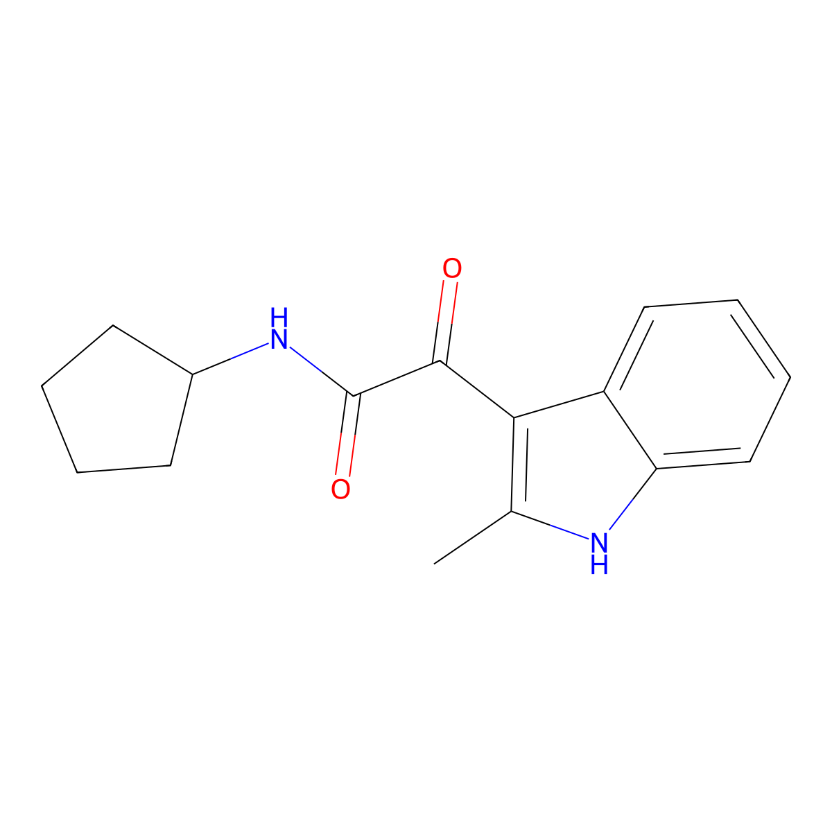 N-cyclopentyl-2-(2-methyl-1H-indol-3-yl)-2-oxoacetamide molecular structure, CAS 838886-56-9