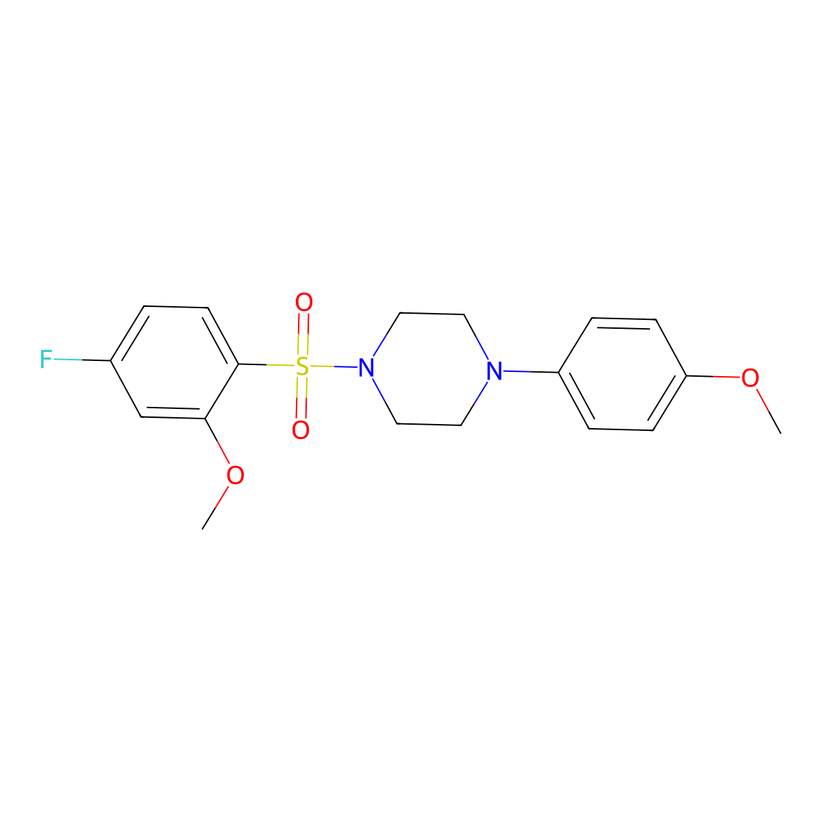 1-(4-Fluoro-2-methoxyphenyl)sulfonyl-4-(4-methoxyphenyl)piperazine molecular structure, CAS 838886-65-0