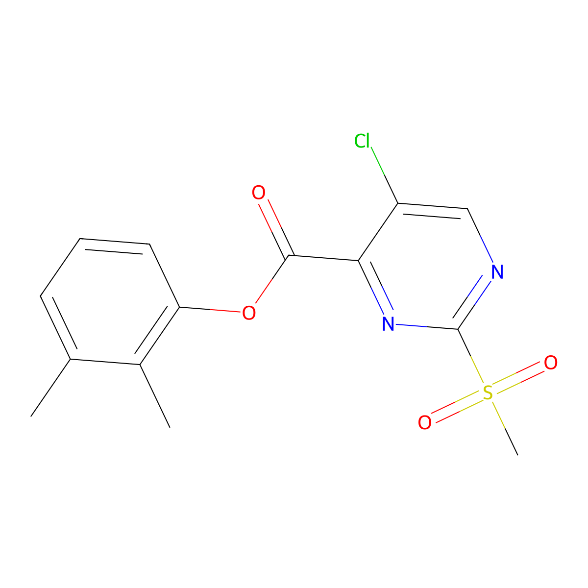 2,3-Dimethylphenyl 5-chloro-2-(methylsulfonyl)pyrimidine-4-carboxylate molecular structure, CAS 838886-75-2
