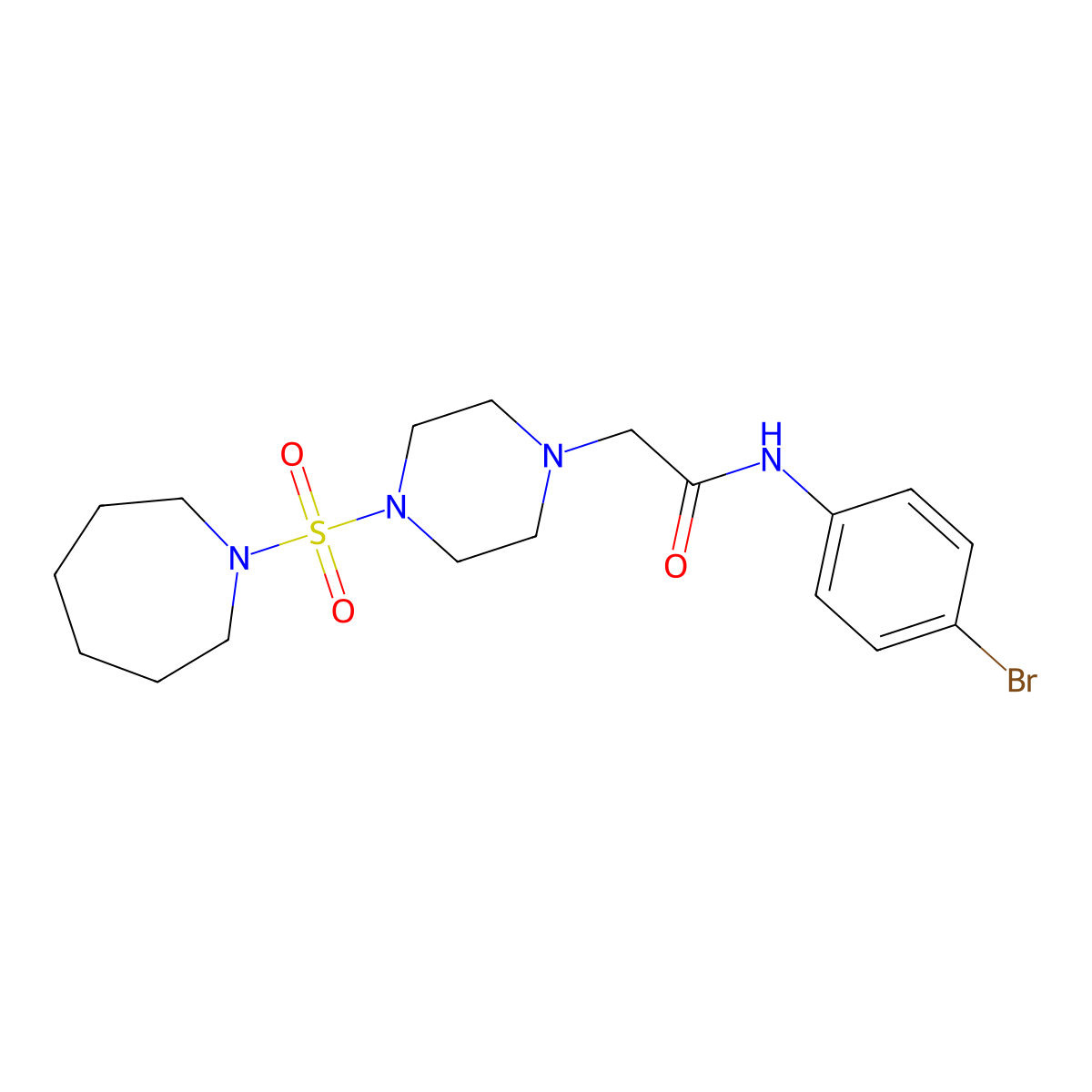 2-[4-(azepane-1-sulfonyl)piperazin-1-yl]-N-(4-bromophenyl)acetamide molecular structure, CAS 838886-99-0