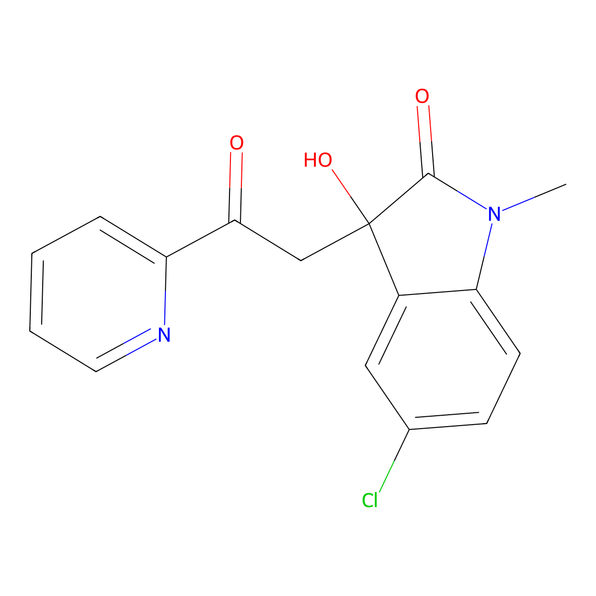 5-Chloro-3-hydroxy-1-methyl-3-(2-oxo-2-pyridin-2-ylethyl)indol-2-one molecular structure, CAS 838887-00-6