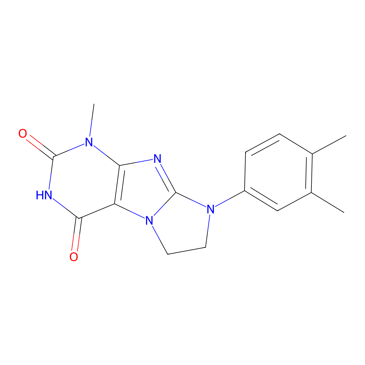 8-(3,4-Dimethylphenyl)-1-methyl-1,3,5-trihydroimidazolidino[1,2-h]purine-2,4-d ione molecular structure, CAS 838887-02-8