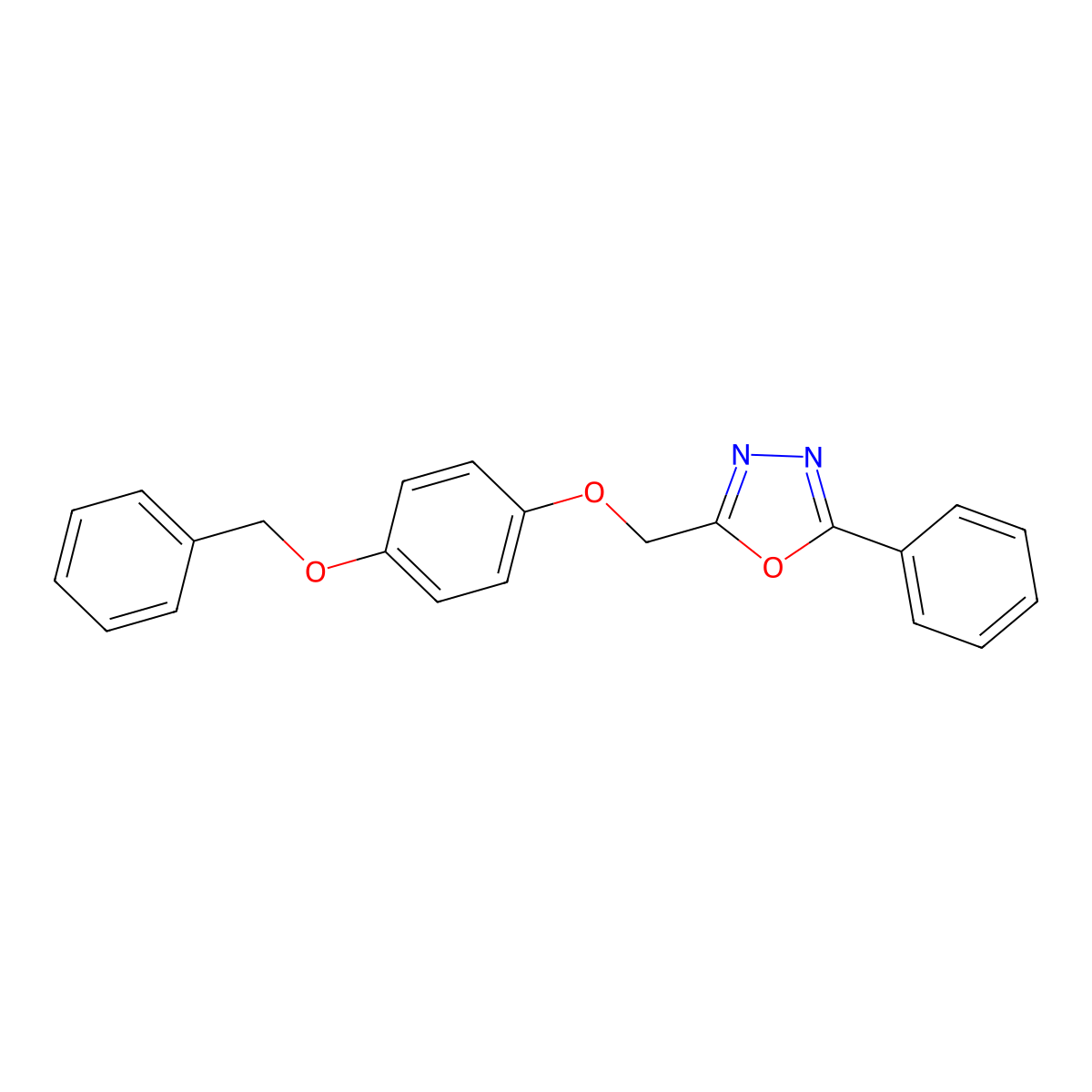 2-Phenyl-5-[(4-phenylmethoxyphenoxy)methyl]-1,3,4-oxadiazole molecular structure, CAS 838887-04-0