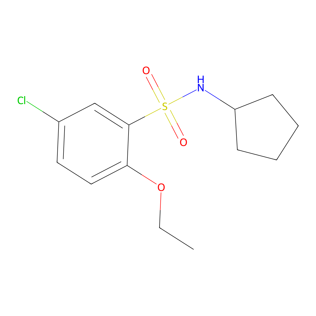 5-chloro-N-cyclopentyl-2-ethoxybenzenesulfonamide molecular structure, CAS 838887-17-5