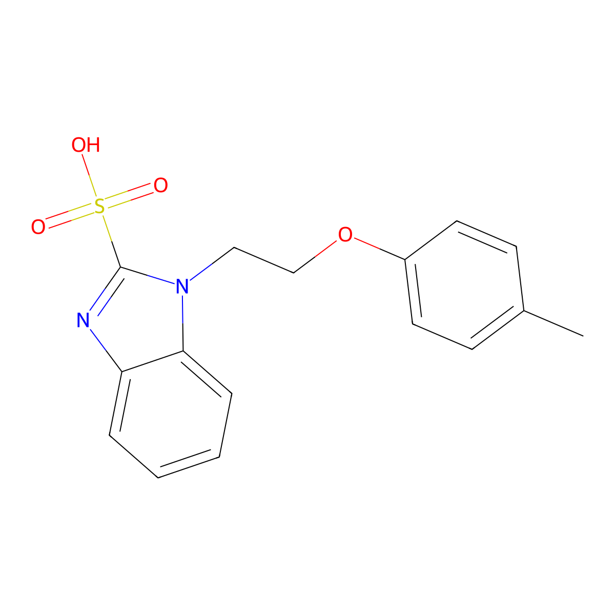 1-(2-(P-Tolyloxy)ethyl)-1H-benzo[D]imidazole-2-sulfonic acid molecular structure, CAS 838887-22-2