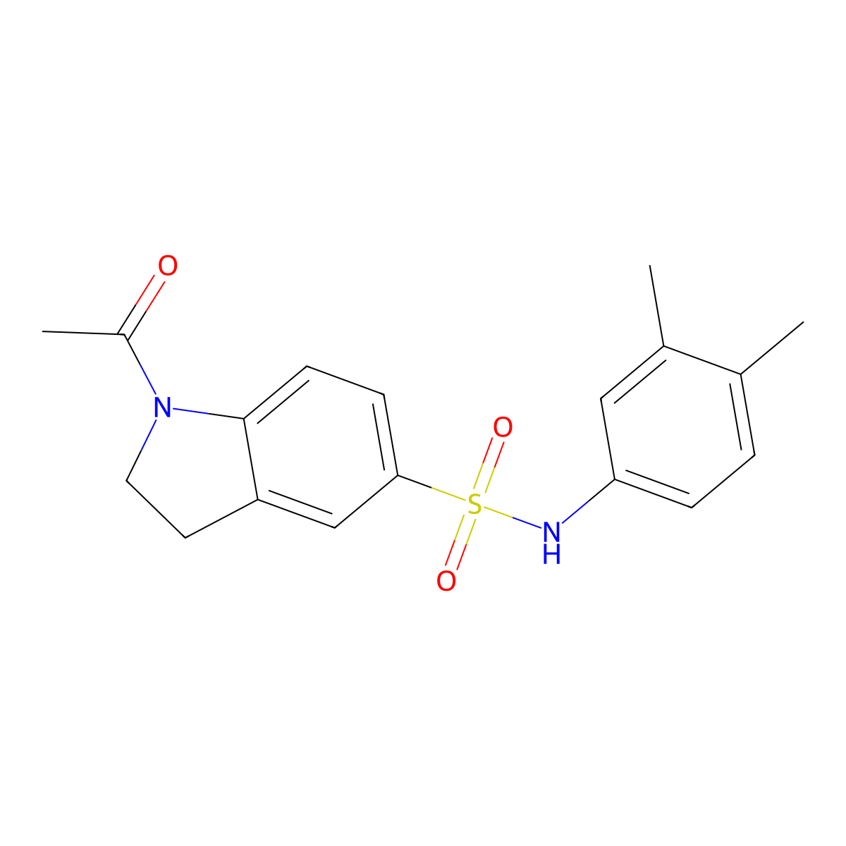 1-acetyl-N-(3,4-dimethylphenyl)-2,3-dihydroindole-5-sulfonamide molecular structure, CAS 838887-37-9