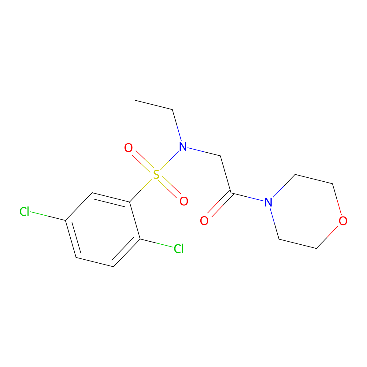 2,5-dichloro-N-ethyl-N-(2-morpholin-4-yl-2-oxoethyl)benzenesulfonamide molecular structure, CAS 838887-41-5